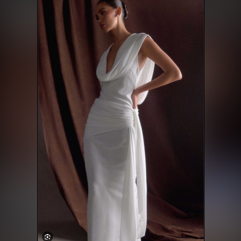 NWT Meshki Giulia White Draped Maxi Dress
